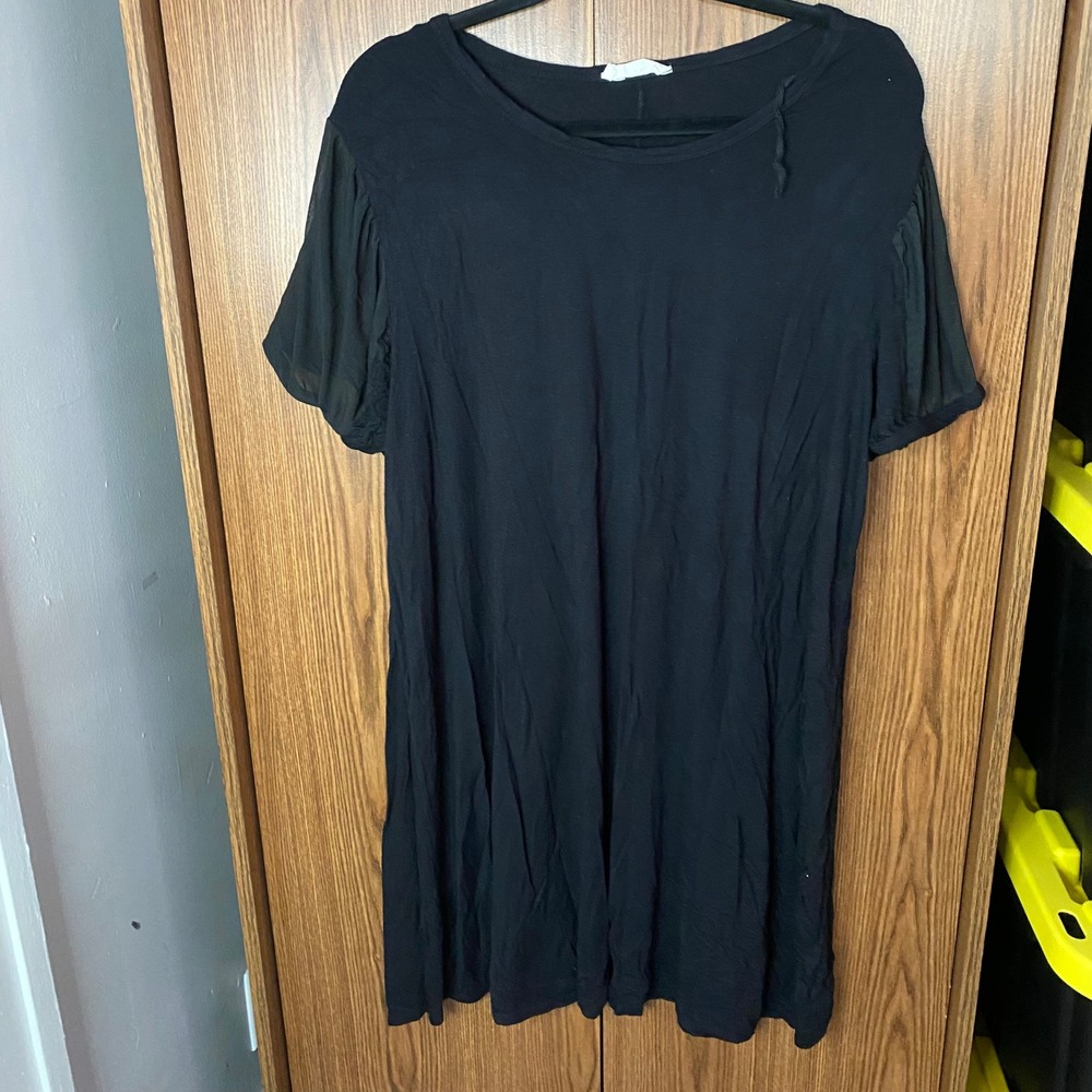 Forever Rose Couture Tunic Dress Womens 3X Black Sheer Mesh Sleeve Relaxed Fit